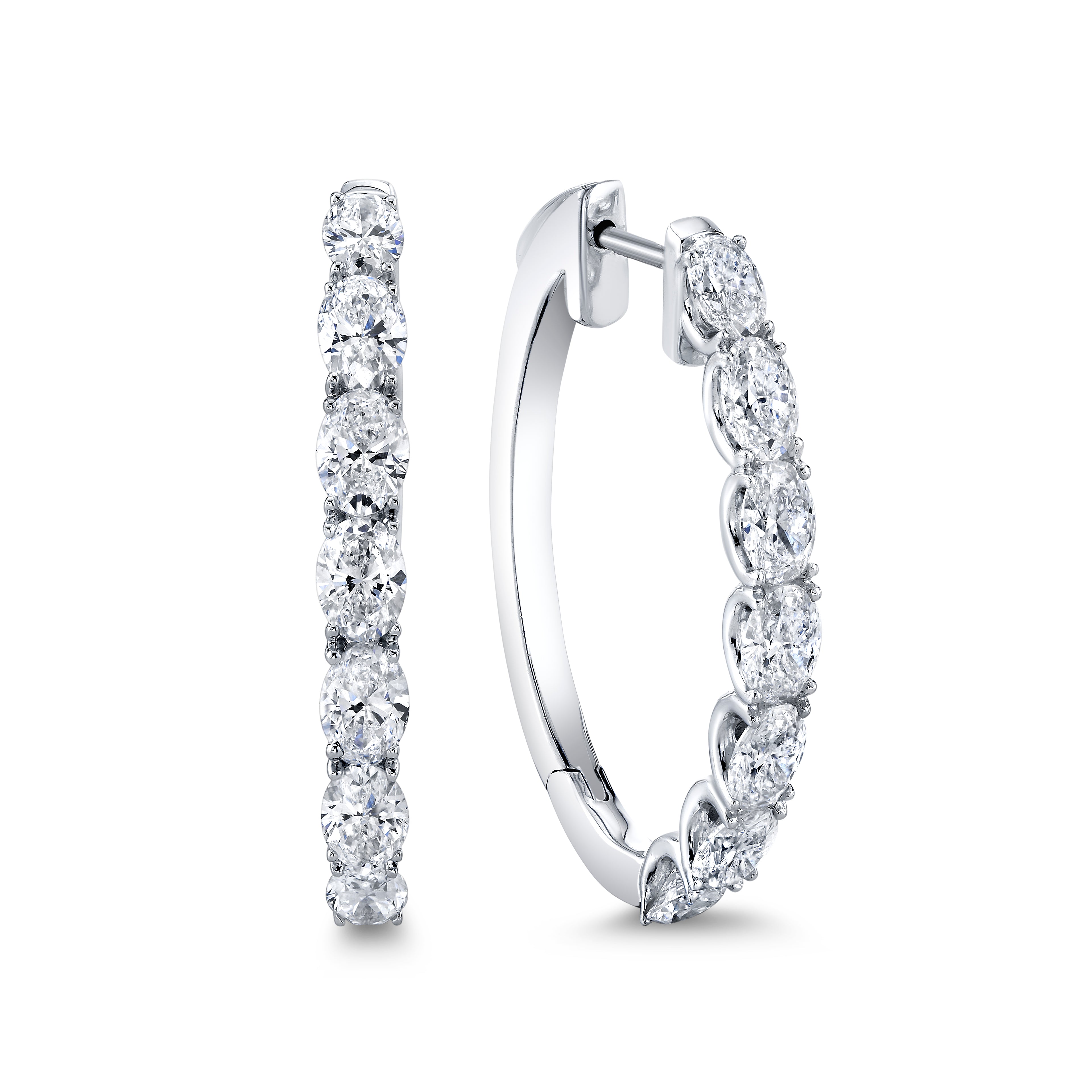 Oval Diamond Hoop Earrings
