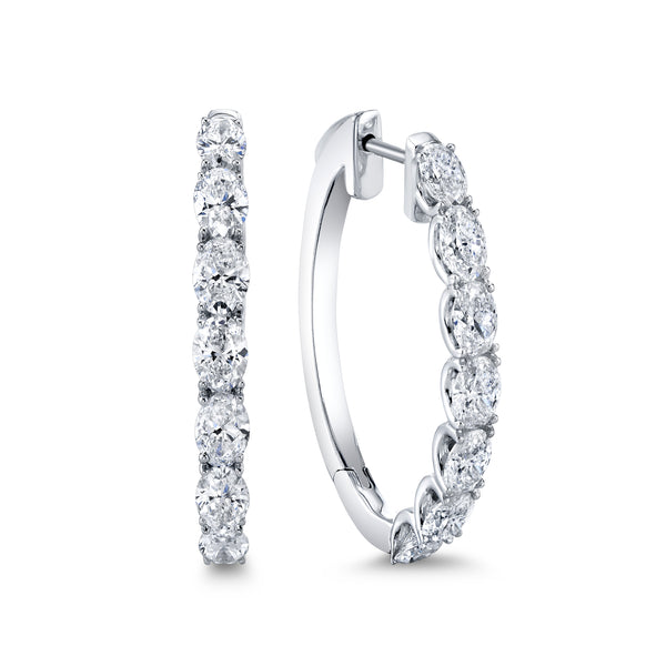 Oval Diamond Hoop Earrings
