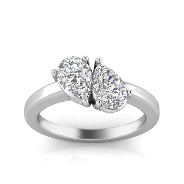 Twin Pear Diamond Crossover Ring