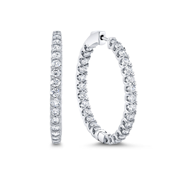 Luxe Circle Round Diamond Hoop Earrings