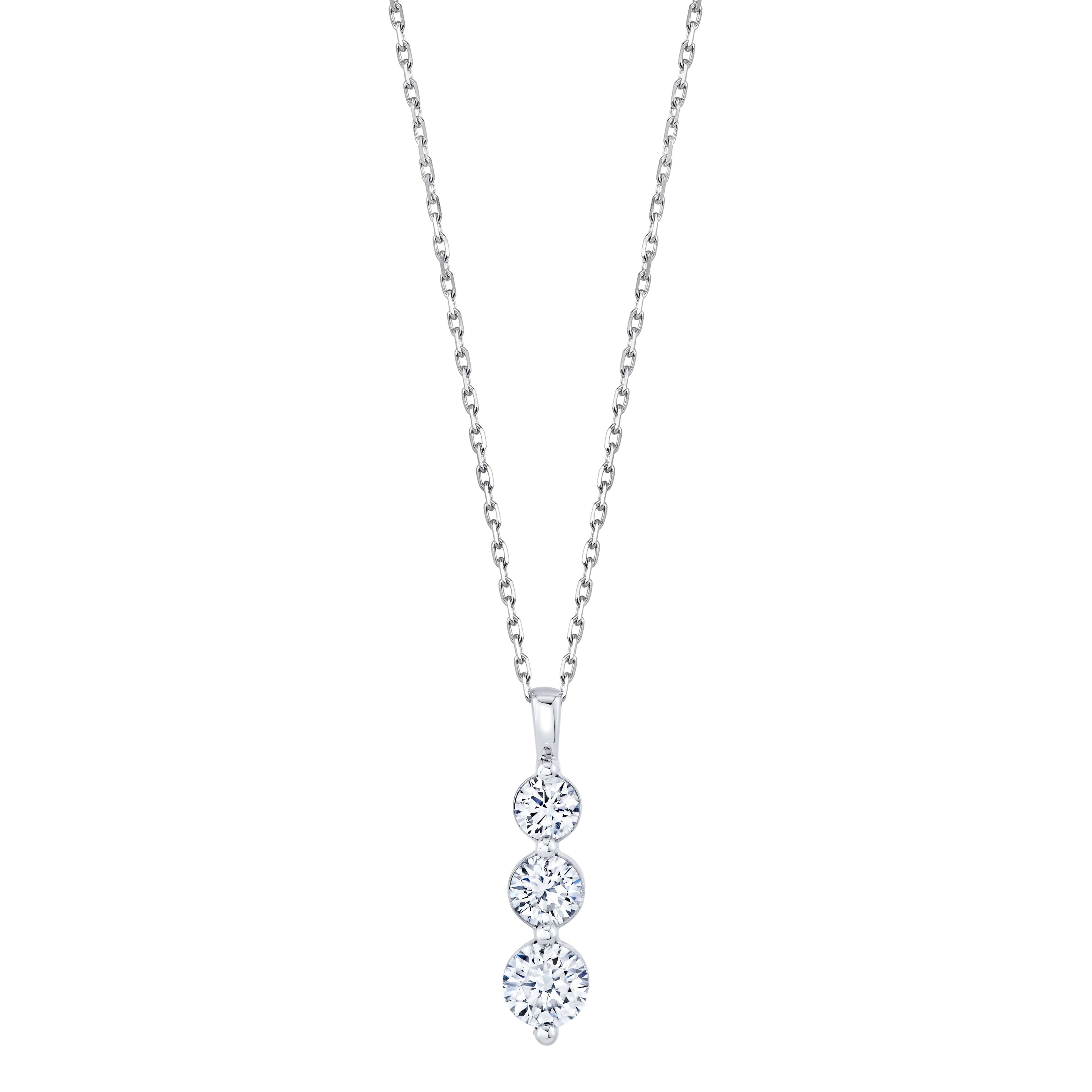 Classic Three Stone Diamond Drop Pendant