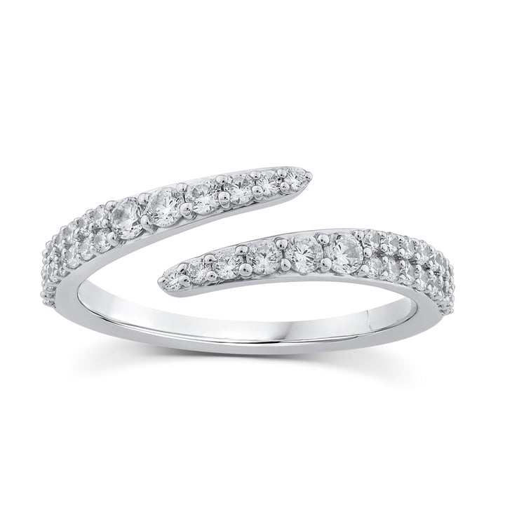 Serpentine Pave Diamond Bypass Ring