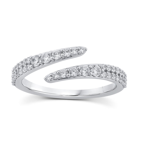 Serpentine Pave Diamond Bypass Ring