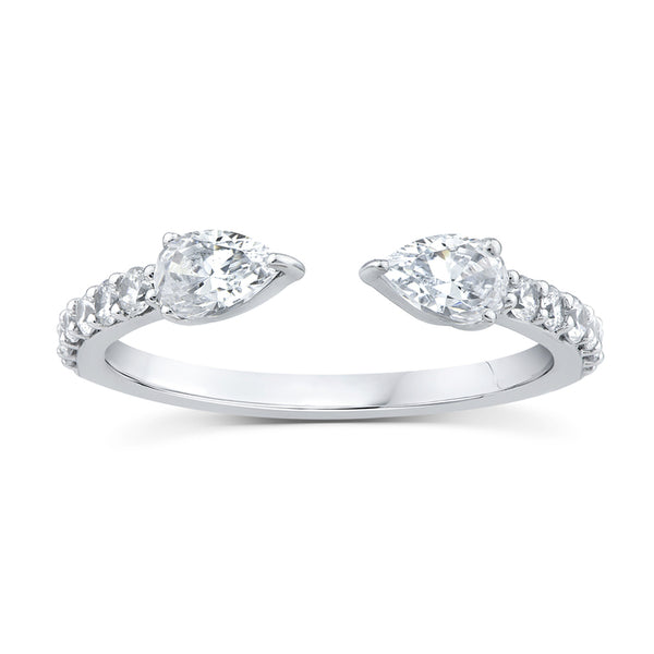 Duo Pear Cut Diamond Open Cuff Ring