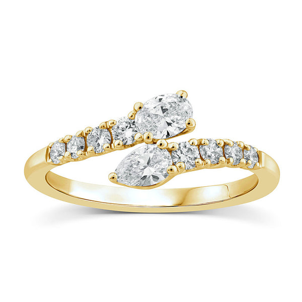 Oval and Pear Cut Diamond Bypass Ring