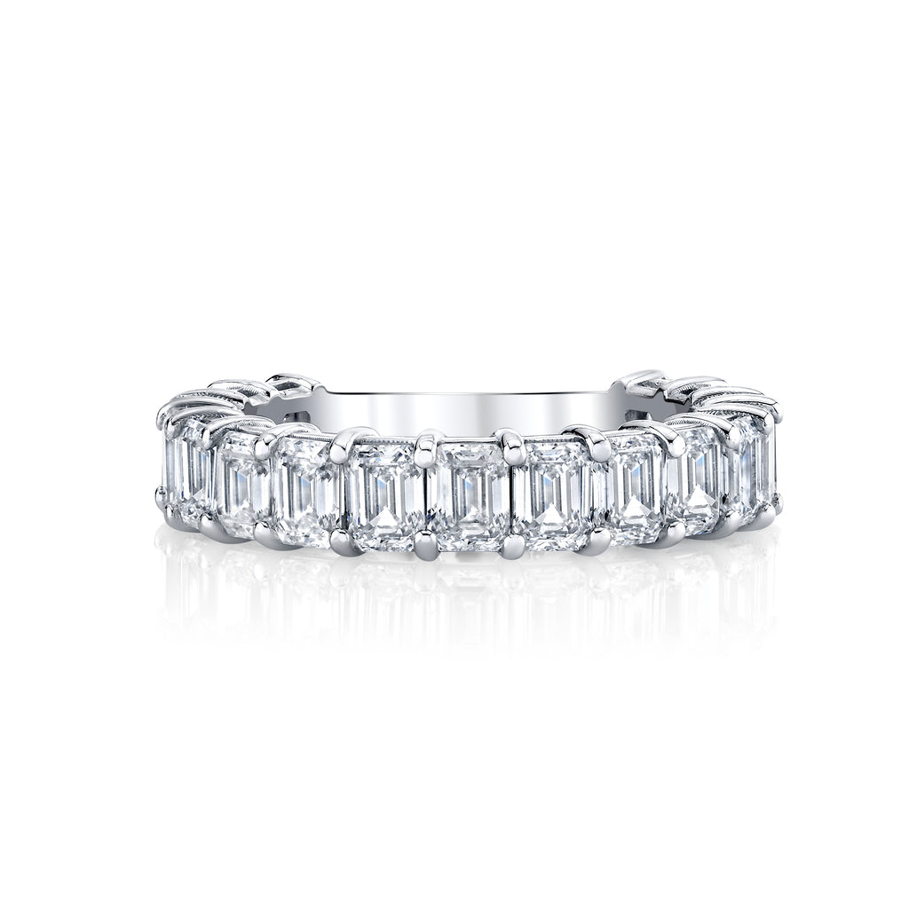 Regal Step Cut Emerald Diamond Eternity Ring