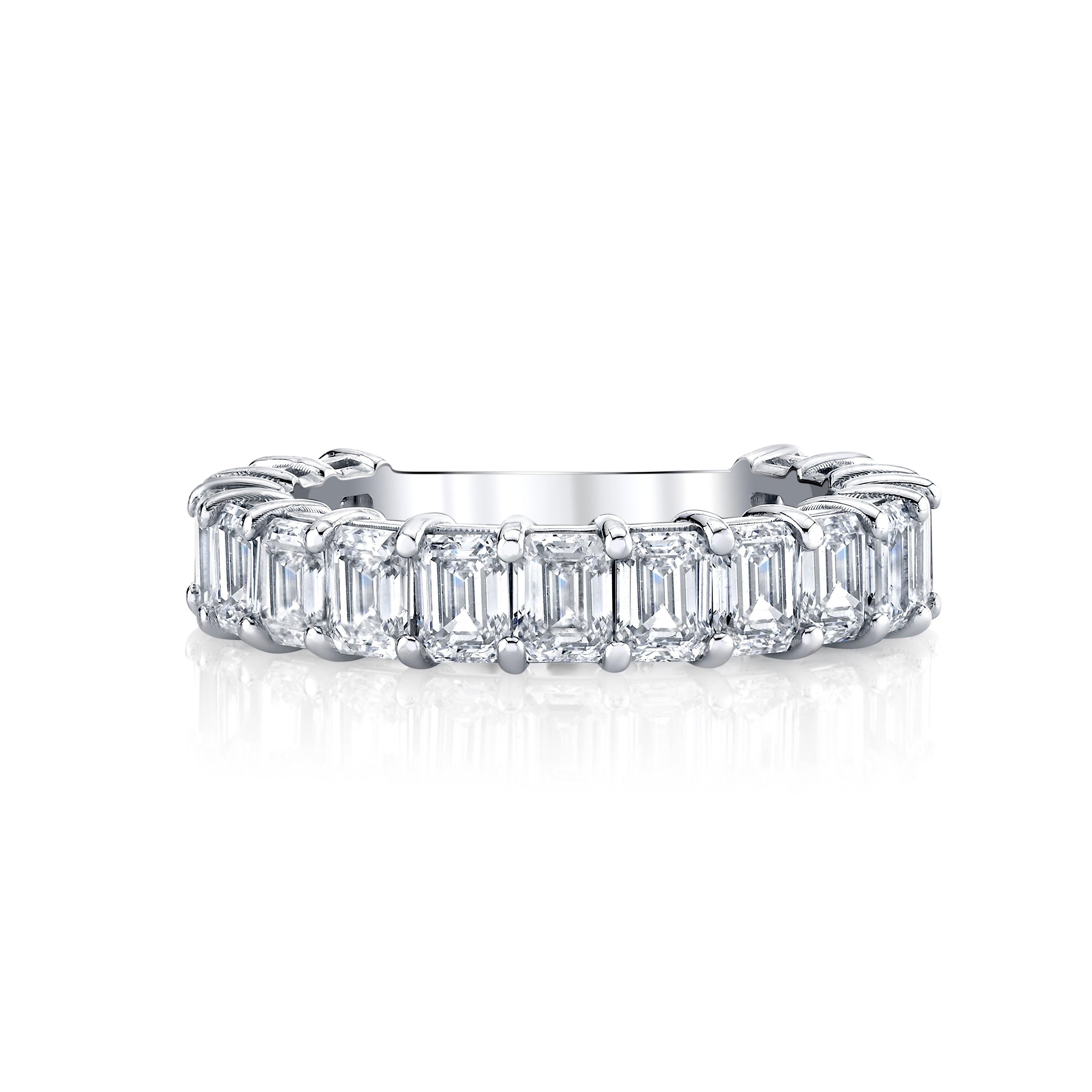 Regal Step Cut Emerald Diamond Eternity Ring