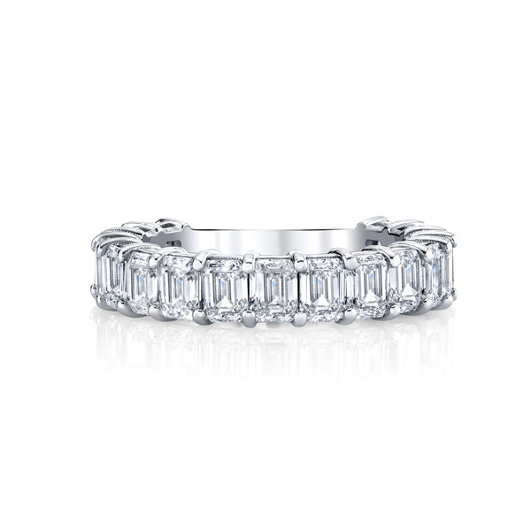 Regal Step Cut Emerald Diamond Eternity Ring