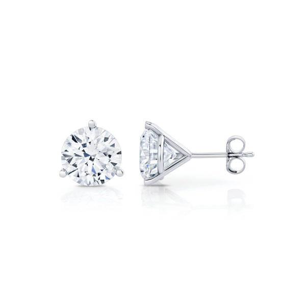 Round Diamond Three Prong Studs