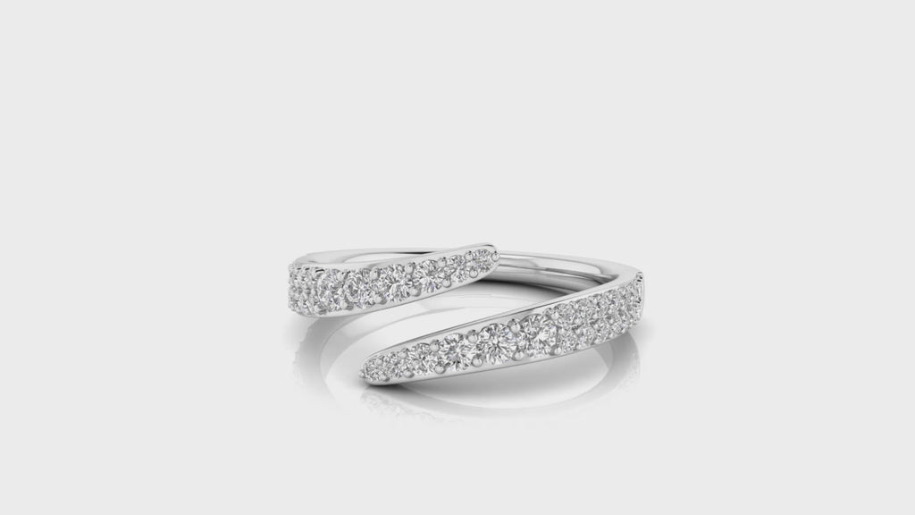 Serpentine Pave Diamond Bypass Ring