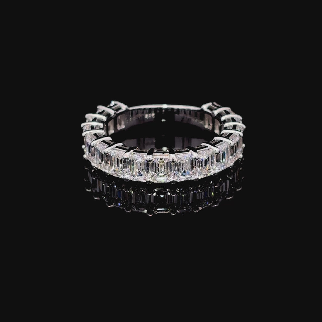 Regal Step Cut Emerald Diamond Eternity Ring