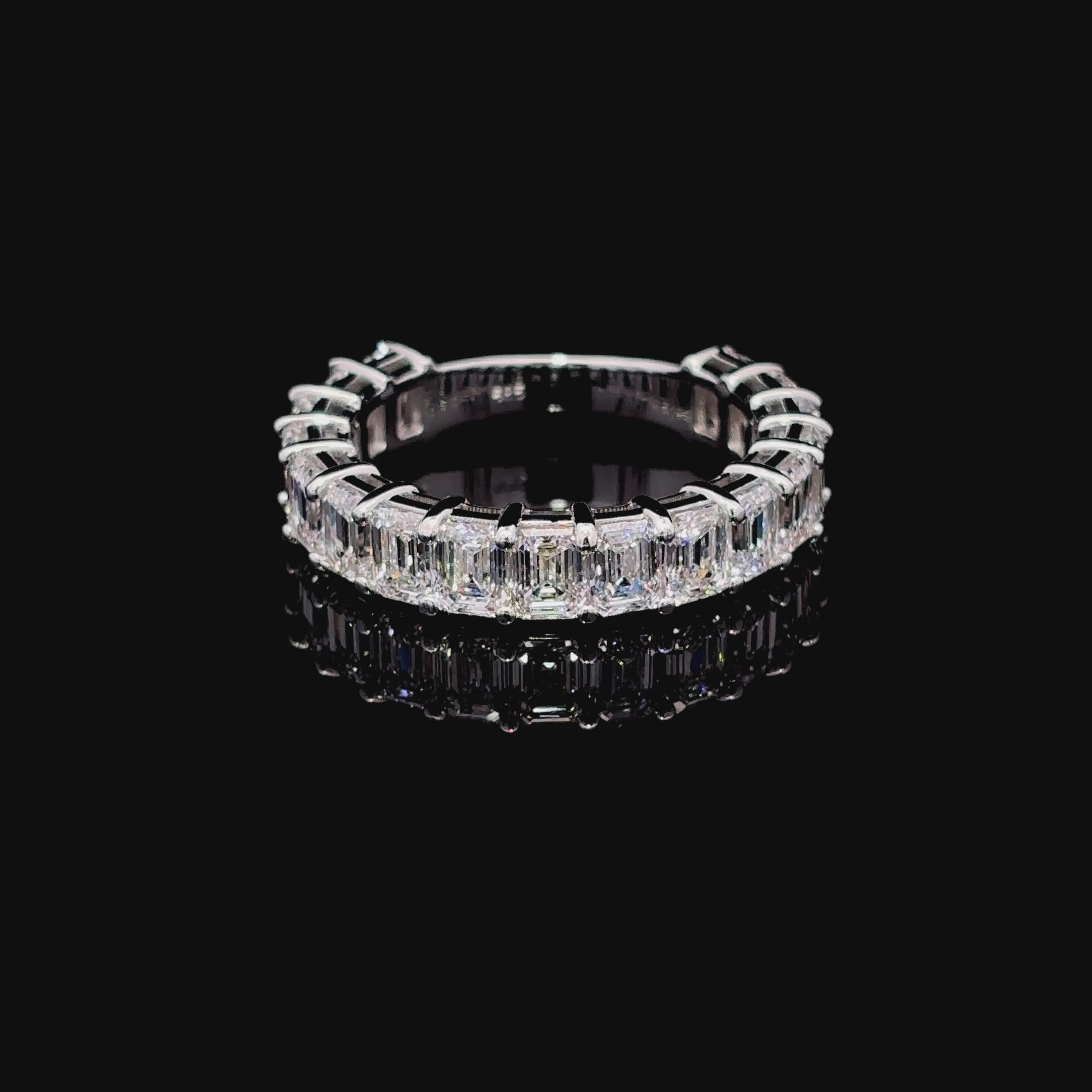 Regal Step Cut Emerald Diamond Eternity Ring